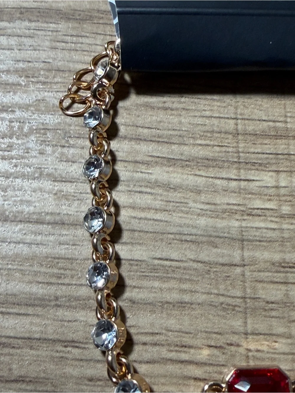 paparazzi Gold-Tone Bracelet with Red Center Stone and Clear Accents